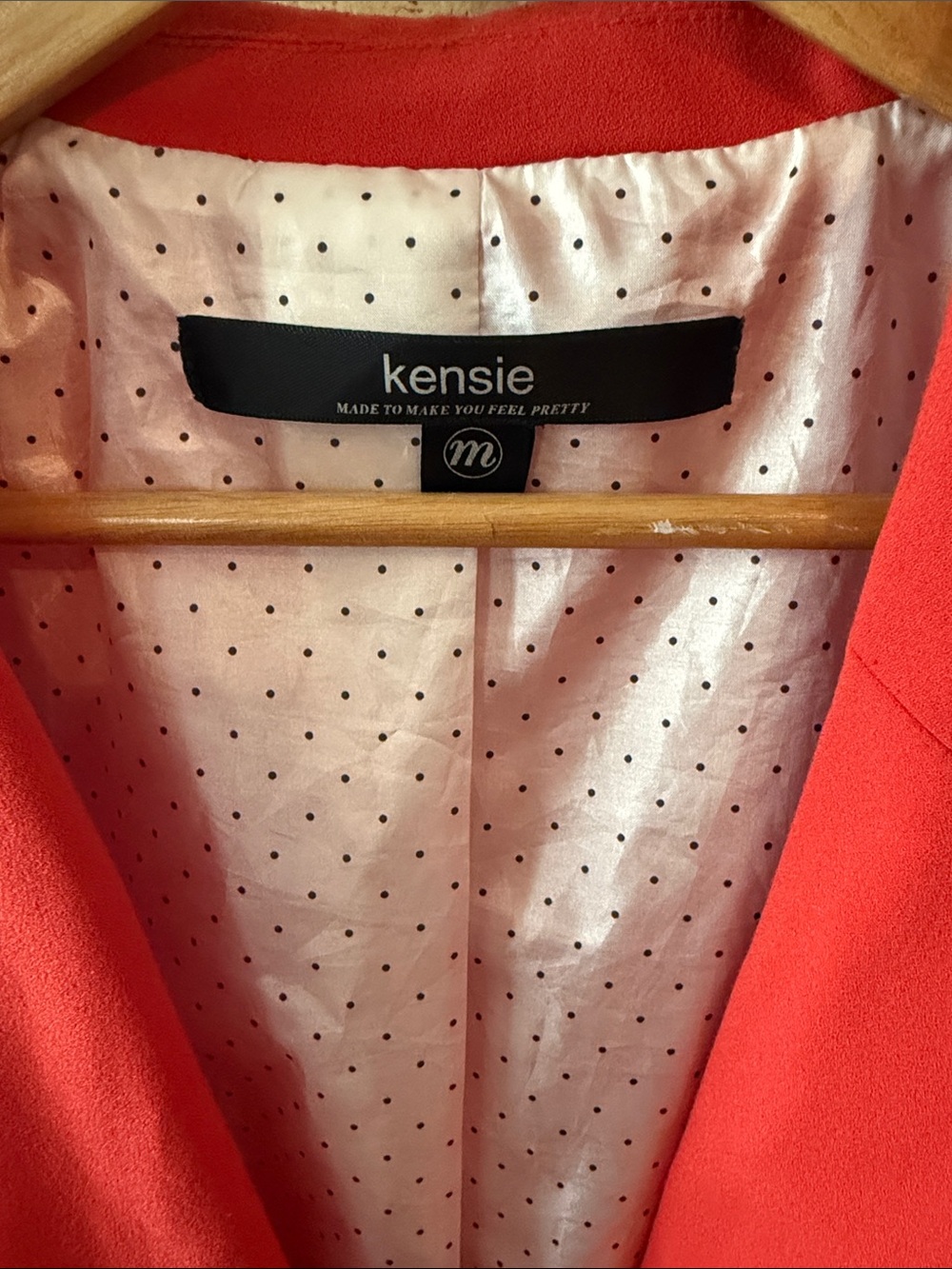 Kensie Coral-Red Single-Button Tailored Blazer - Picture 2 of 3